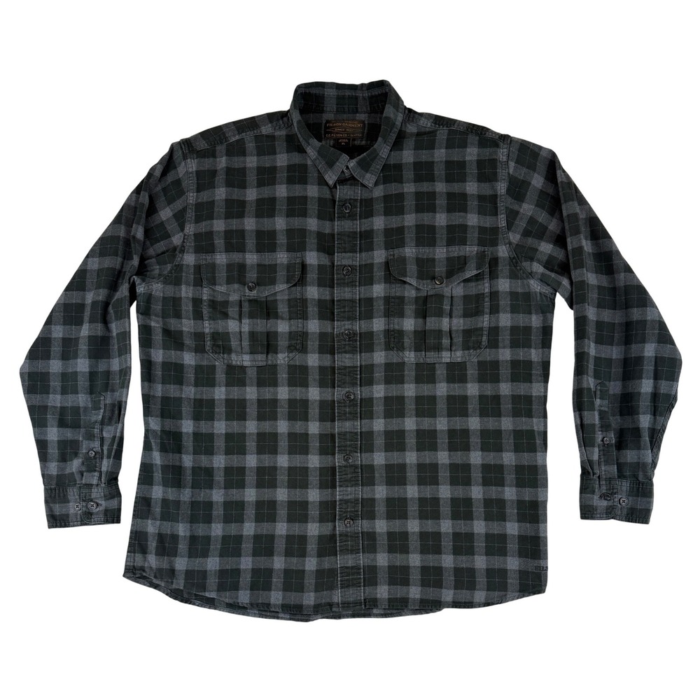 Filson Flannel Shirt Mens XL Black Grey Buffalo Check‎ Button Down 11010743